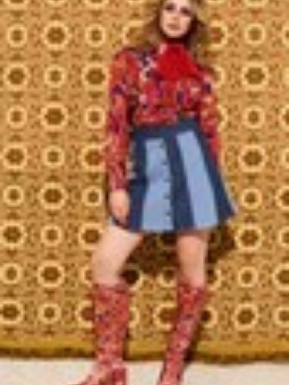 NWOT The Hippie Shake Heartbreaker Panelled Denim Skirt UK 20
